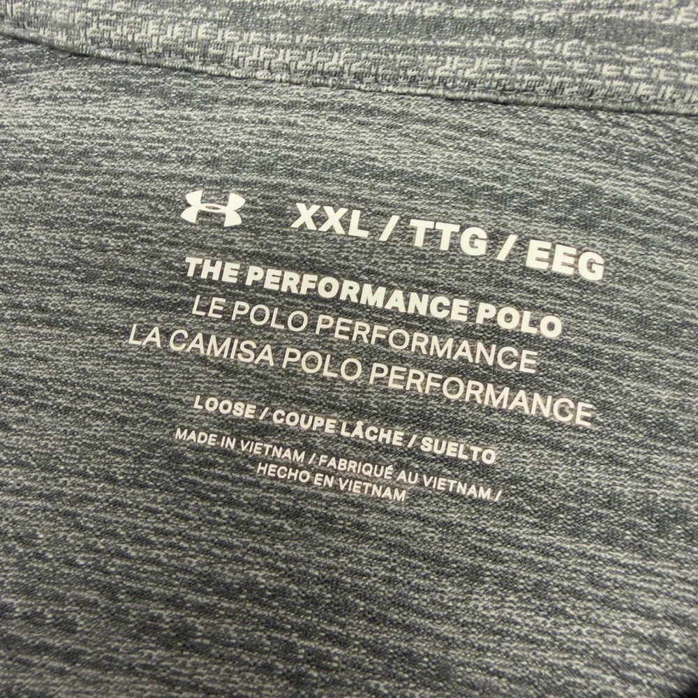 Under Armour Performance Polo Shirt Mens XXL Grey Space Dye Long Sleeve Loose